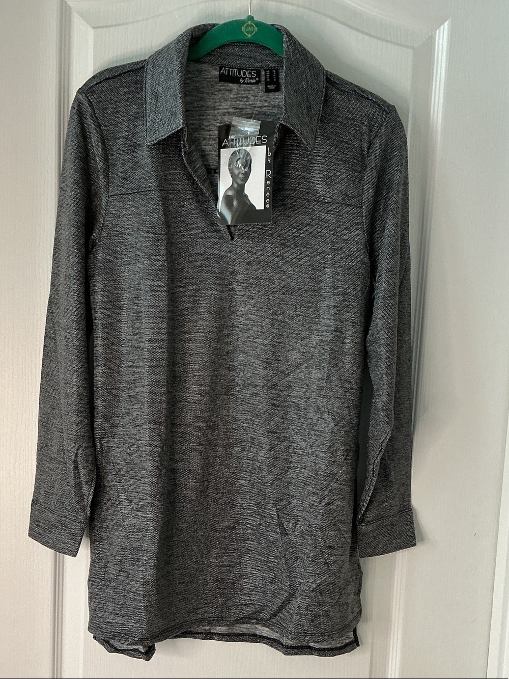 Attitudes by Renee Gray Long Sleeve Knit Polo